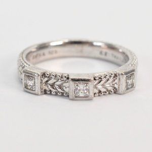 Judith Ripka Sterling Silver Three Stone CZ Ring Size 9